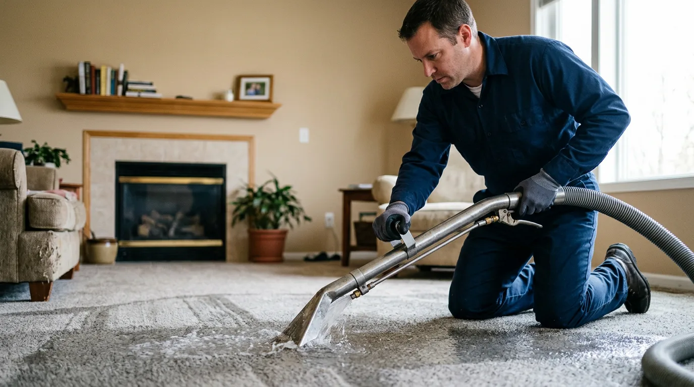 Water damage restoration technician working near Alexander, ND